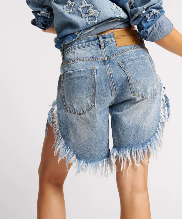 ONE TEASPOON Hollywood Frankies Long Length Denim Shorts | Women Denim Shorts