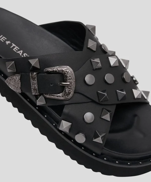 ONE TEASPOON Iggy Studded Cross Over Slide | Women Accessories