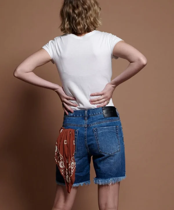 ONE TEASPOON Indiana Blue Stevies Long Length Boyfriend Shorts | Women Denim Shorts
