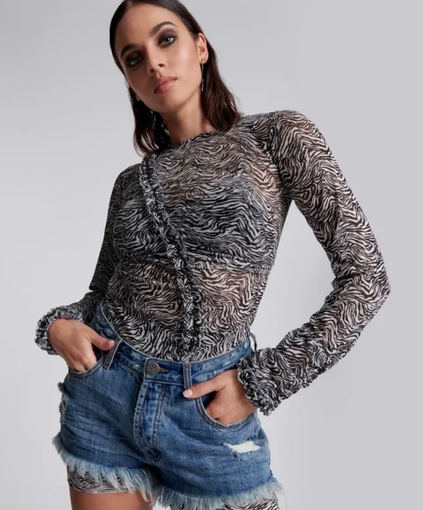 ONE TEASPOON Interference Ruffle Party Longsleeve Top | Women Tops