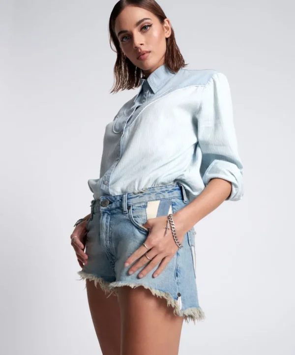 ONE TEASPOON Jailbird Le Wolves Mid Waist Denim Shorts | Women Denim Shorts