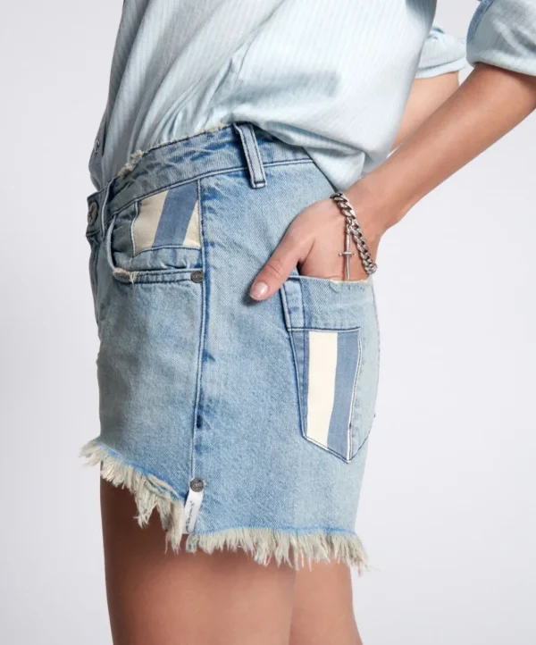 ONE TEASPOON Jailbird Le Wolves Mid Waist Denim Shorts | Women Denim Shorts