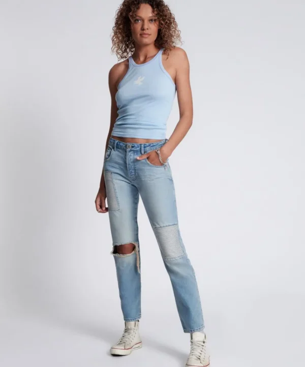 ONE TEASPOON Jailbird Truckers Mid Rise Straight Leg Jeans | Women Denim Jeans