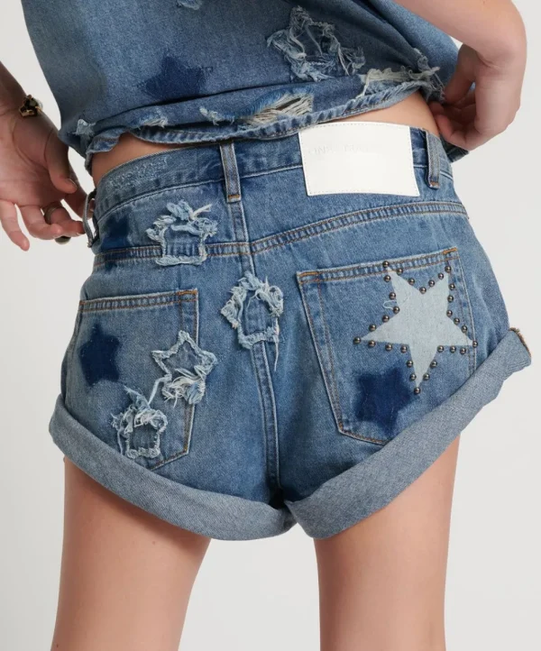 ONE TEASPOON Johnny Blue Star Bandits Low Waist Denim Shorts | Women Denim Shorts