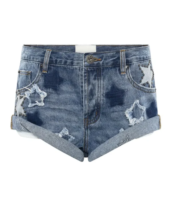 ONE TEASPOON Johnny Blue Star Bandits Low Waist Denim Shorts | Women Denim Shorts