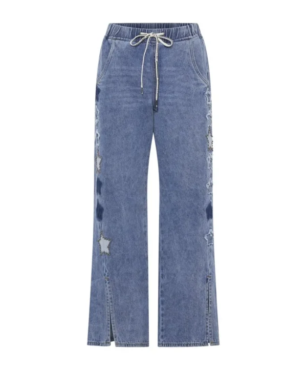 ONE TEASPOON Johnny Blue Star Roadhouse Wide Leg Drawstring Jeans | Women Denim Jeans