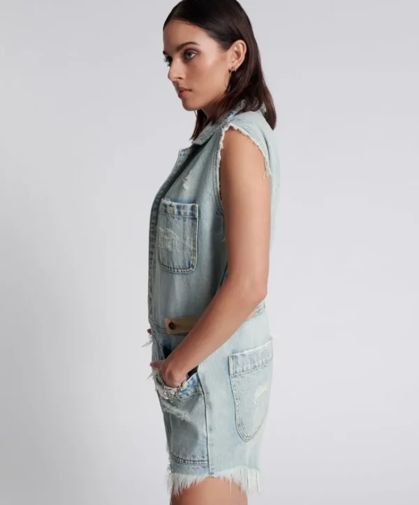 ONE TEASPOON Kansas Blue Palisades Overall | Women Denim Jumpsuits