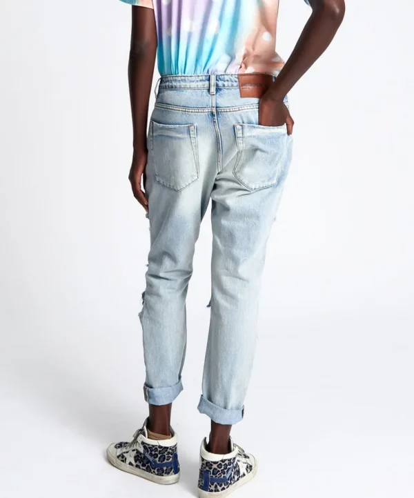 ONE TEASPOON Kansas Blue Trashed Saints Boyfriend Jeans | Women Denim Jeans