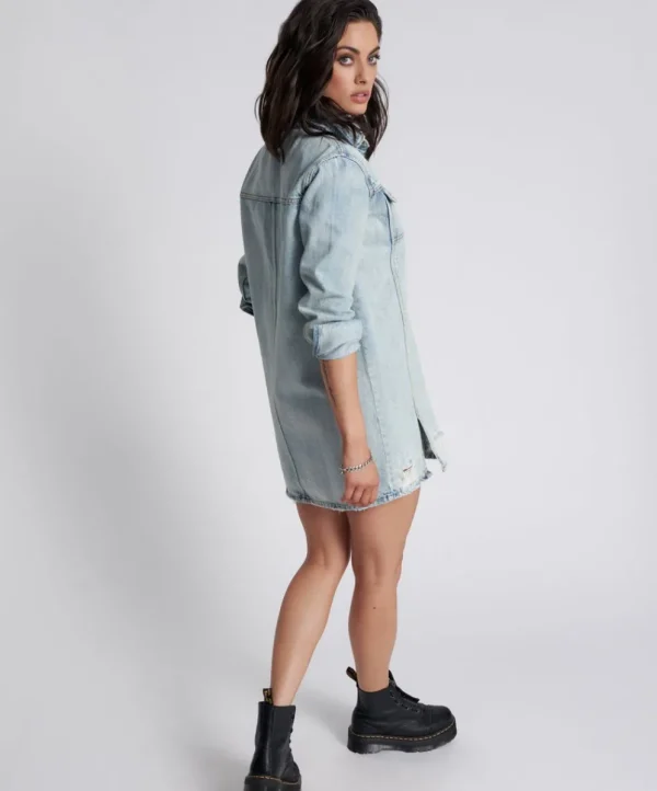 ONE TEASPOON Kansas Blue Trucker Shirt Dress | Women Midi & Maxi Dresses