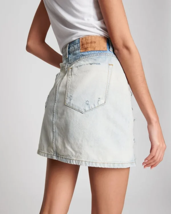ONE TEASPOON Kansas Viper High Waist Button Through Mini Skirt | Women Denim Skirts
