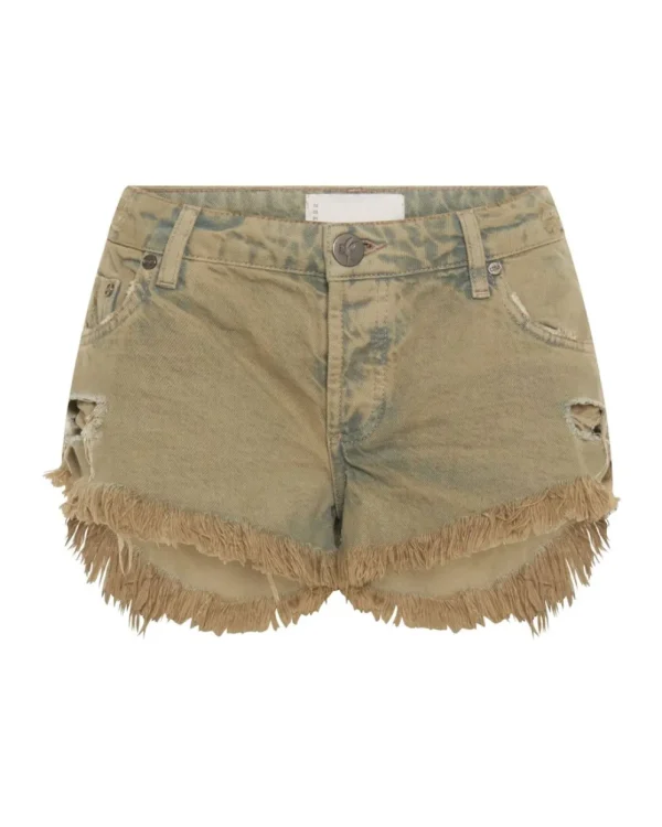 ONE TEASPOON Khaki Haze Bonita Low Waist Denim Shorts | Women Denim Shorts