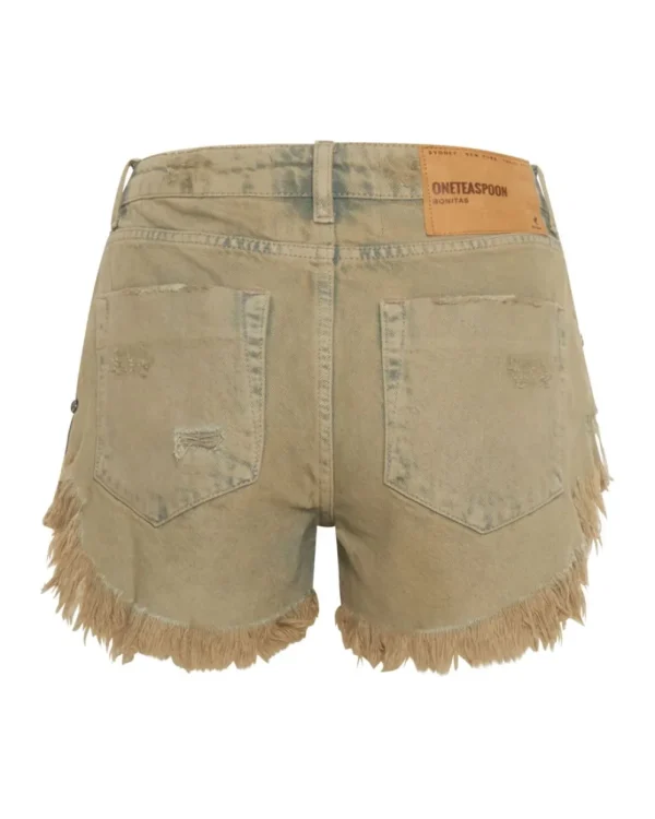 ONE TEASPOON Khaki Haze Bonita Low Waist Denim Shorts | Women Denim Shorts