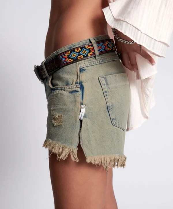 ONE TEASPOON Khaki Haze Marlons Low Waist Boyfriend Shorts | Women Denim Shorts