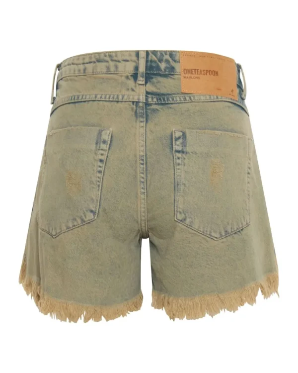 ONE TEASPOON Khaki Haze Marlons Low Waist Boyfriend Shorts | Women Denim Shorts