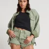 ONE TEASPOON Khaki Logo Jacquard Outlaws Mid Waist Denim Shorts | Women Denim Shorts