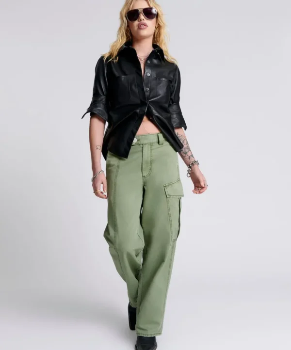 ONE TEASPOON Khaki New Fiction Wide Leg Cargo Jeans | Women Denim Jeans