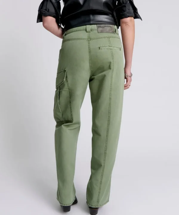 ONE TEASPOON Khaki New Fiction Wide Leg Cargo Jeans | Women Denim Jeans
