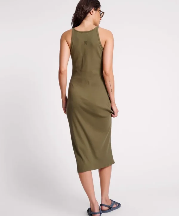 ONE TEASPOON Khaki Rib Singlet Midi Dress | Women Midi & Maxi Dresses