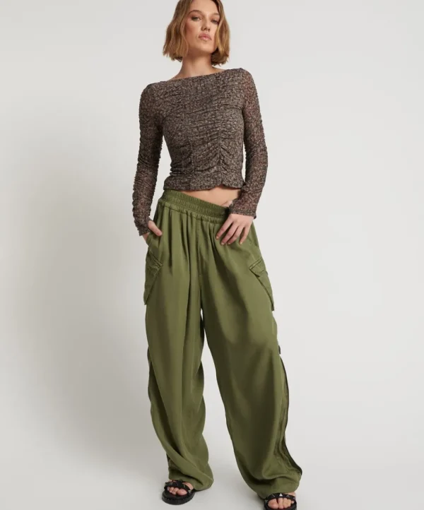 ONE TEASPOON Khaki Tencel Parachute Pants | Women Bottoms