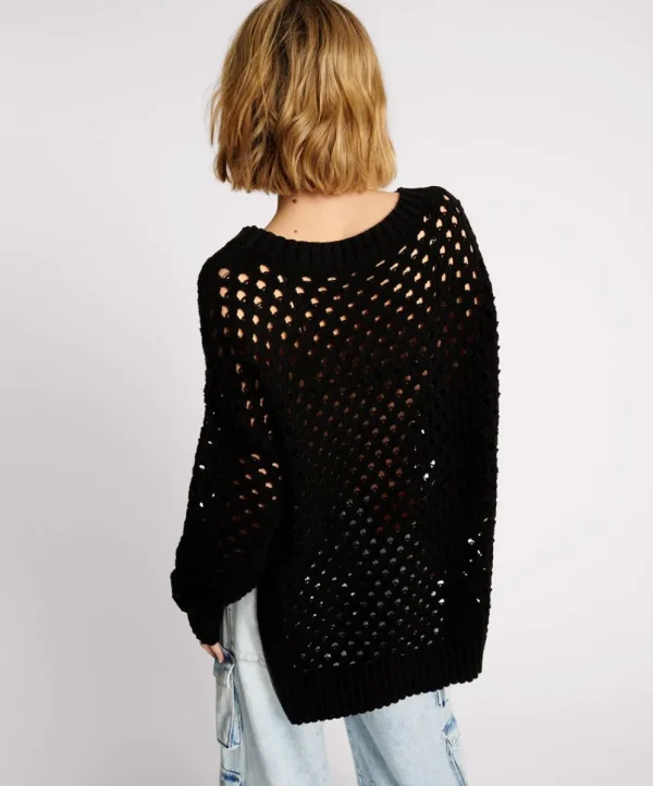 ONE TEASPOON Knitted Fishnet Zip Side Sweater | Women Knitwear