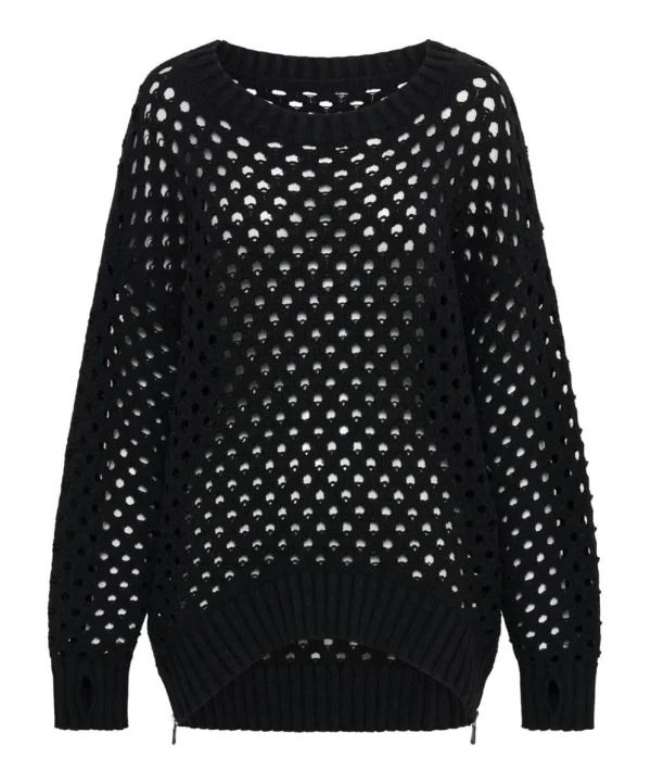 ONE TEASPOON Knitted Fishnet Zip Side Sweater | Women Knitwear