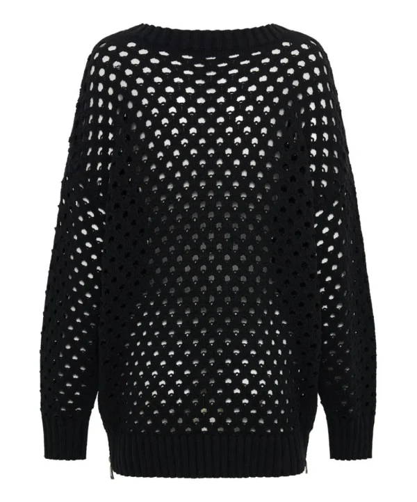 ONE TEASPOON Knitted Fishnet Zip Side Sweater | Women Knitwear