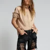 ONE TEASPOON Lace Up Stevies Long Length Boyfriend Shorts | Women Denim Shorts