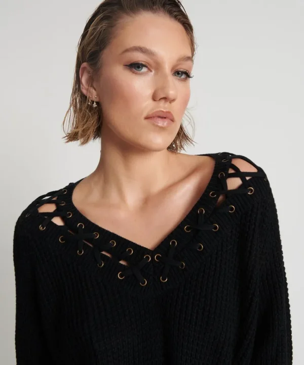 ONE TEASPOON Laced Up Knit Sweater | Women Knitwear