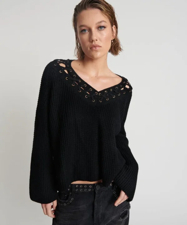 ONE TEASPOON Laced Up Knit Sweater | Women Knitwear