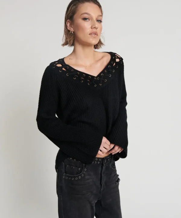 ONE TEASPOON Laced Up Knit Sweater | Women Knitwear