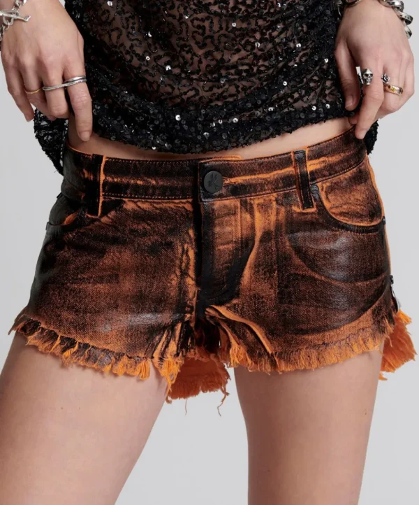 ONE TEASPOON Lacquered Bonitas Low Waist Denim Shorts | Women Denim Shorts