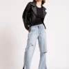 ONE TEASPOON Le Stripe Roadhouse Wide Leg Drawstring Jeans | Women Denim Jeans