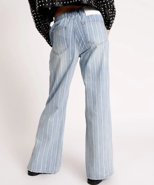 ONE TEASPOON Le Stripe Roadhouse Wide Leg Drawstring Jeans | Women Denim Jeans