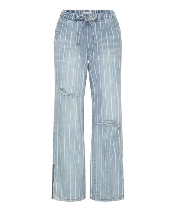 ONE TEASPOON Le Stripe Roadhouse Wide Leg Drawstring Jeans | Women Denim Jeans