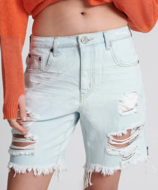 ONE TEASPOON Le Surf Jackson Mid Waist Wide Leg Shorts | Women Denim Shorts