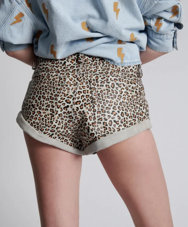 ONE TEASPOON Leopard Print Leather Low Waist Bandits | Women Bottoms