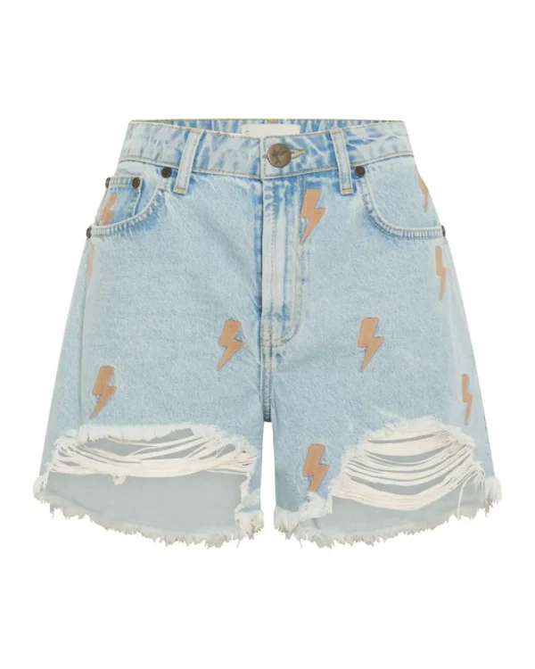 ONE TEASPOON Lightning Bolt Legend High Waist Mom Fit Shorts | Women Denim Shorts