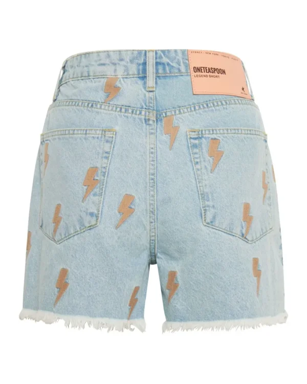 ONE TEASPOON Lightning Bolt Legend High Waist Mom Fit Shorts | Women Denim Shorts