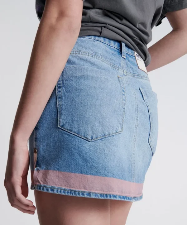 ONE TEASPOON Linear Blue 2020 Mini High Waist Denim Skirt | Women Denim Skirts