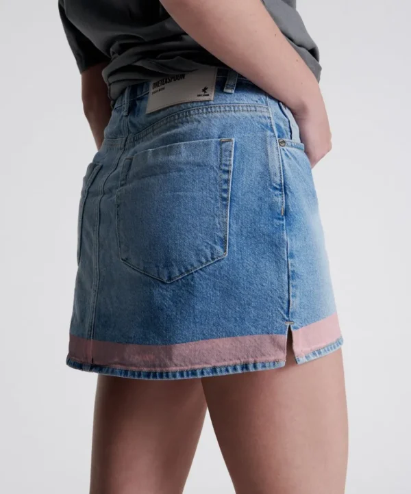 ONE TEASPOON Linear Blue 2020 Mini High Waist Denim Skirt | Women Denim Skirts