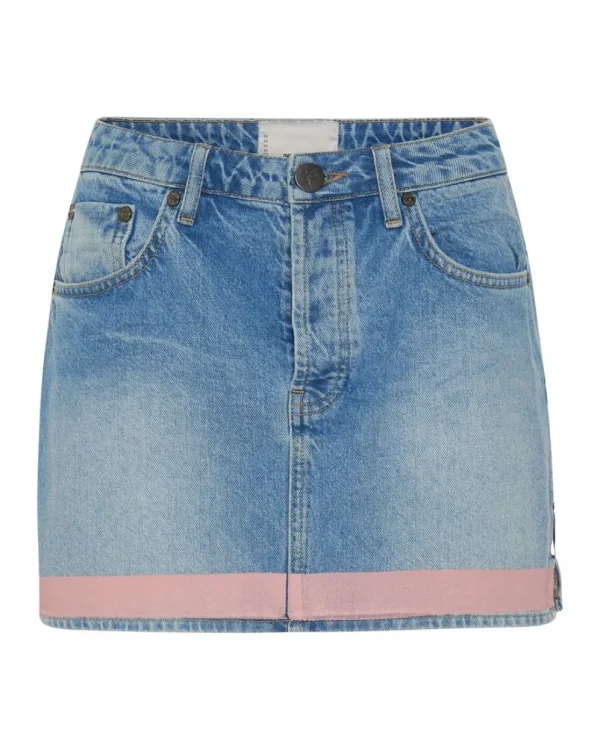 ONE TEASPOON Linear Blue 2020 Mini High Waist Denim Skirt | Women Denim Skirts