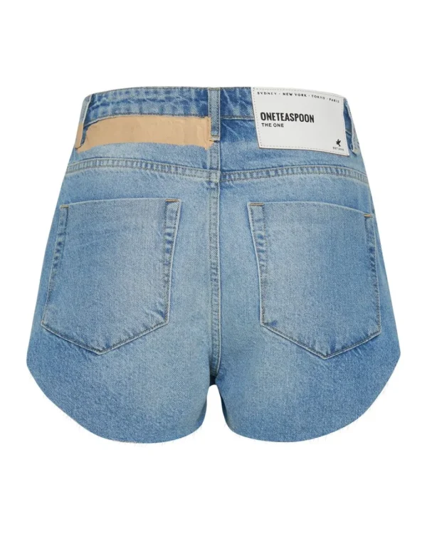 ONE TEASPOON Linear Blue The One Fitted Cheeky Denim Shorts | Women Denim Shorts