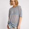 ONE TEASPOON Linen Stripe Boyfriend Tee | Women Basic Tees