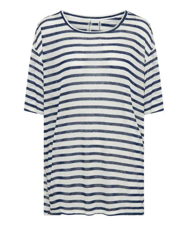 ONE TEASPOON Linen Stripe Boyfriend Tee | Women Basic Tees