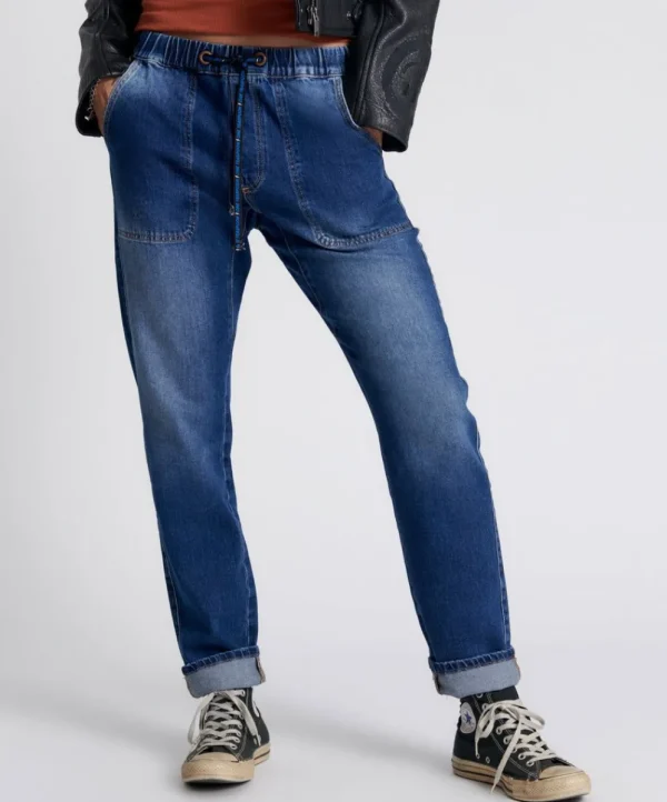 ONE TEASPOON Luxe Power Blue Shabbies Drawstring Boyfriend Jeans | Women Denim Jeans