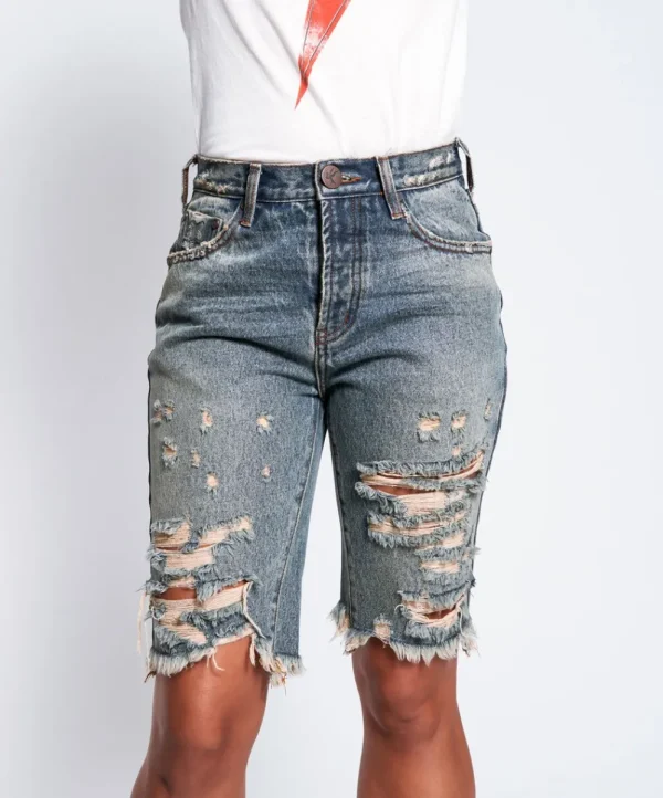 ONE TEASPOON Memphis Cut Off Truckers Mid Waist Relaxed Denim Shorts | Women Denim Shorts