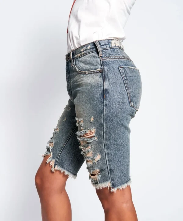 ONE TEASPOON Memphis Cut Off Truckers Mid Waist Relaxed Denim Shorts | Women Denim Shorts