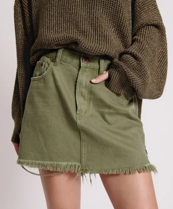 ONE TEASPOON Military Khaki 2020 Mini Denim Skirt | Women Denim Skirts