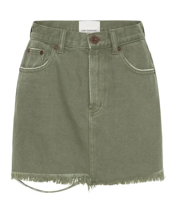 ONE TEASPOON Military Khaki 2020 Mini Denim Skirt | Women Denim Skirts