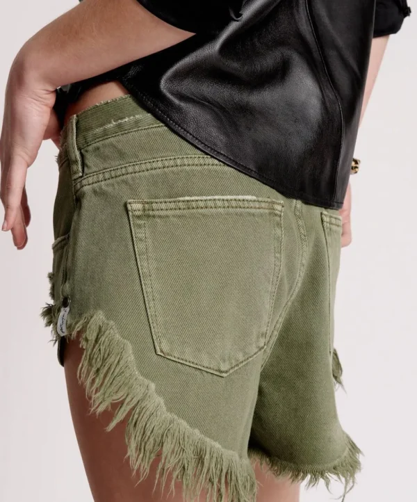 ONE TEASPOON Military Khaki Rollers Denim Shorts | Women Denim Shorts